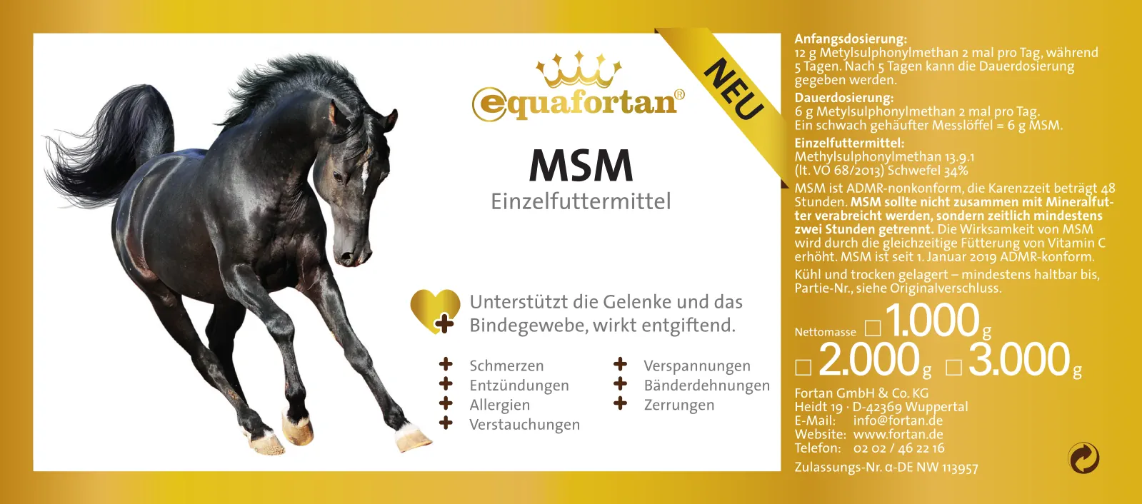 equafortan MSM: straight feed - label
