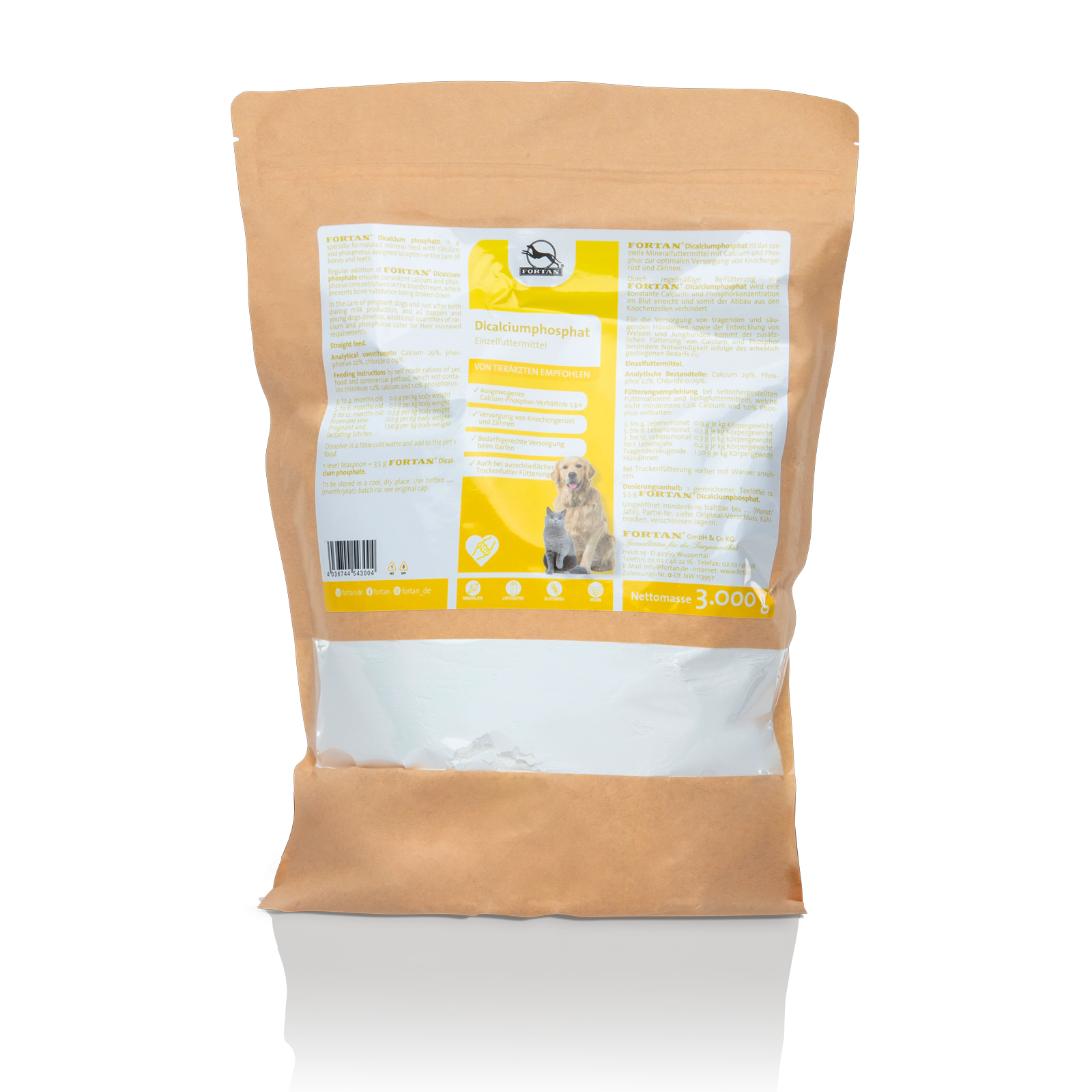 Fortan Dicalciumphosphat: Einzelfutter - 3000 g Beutel