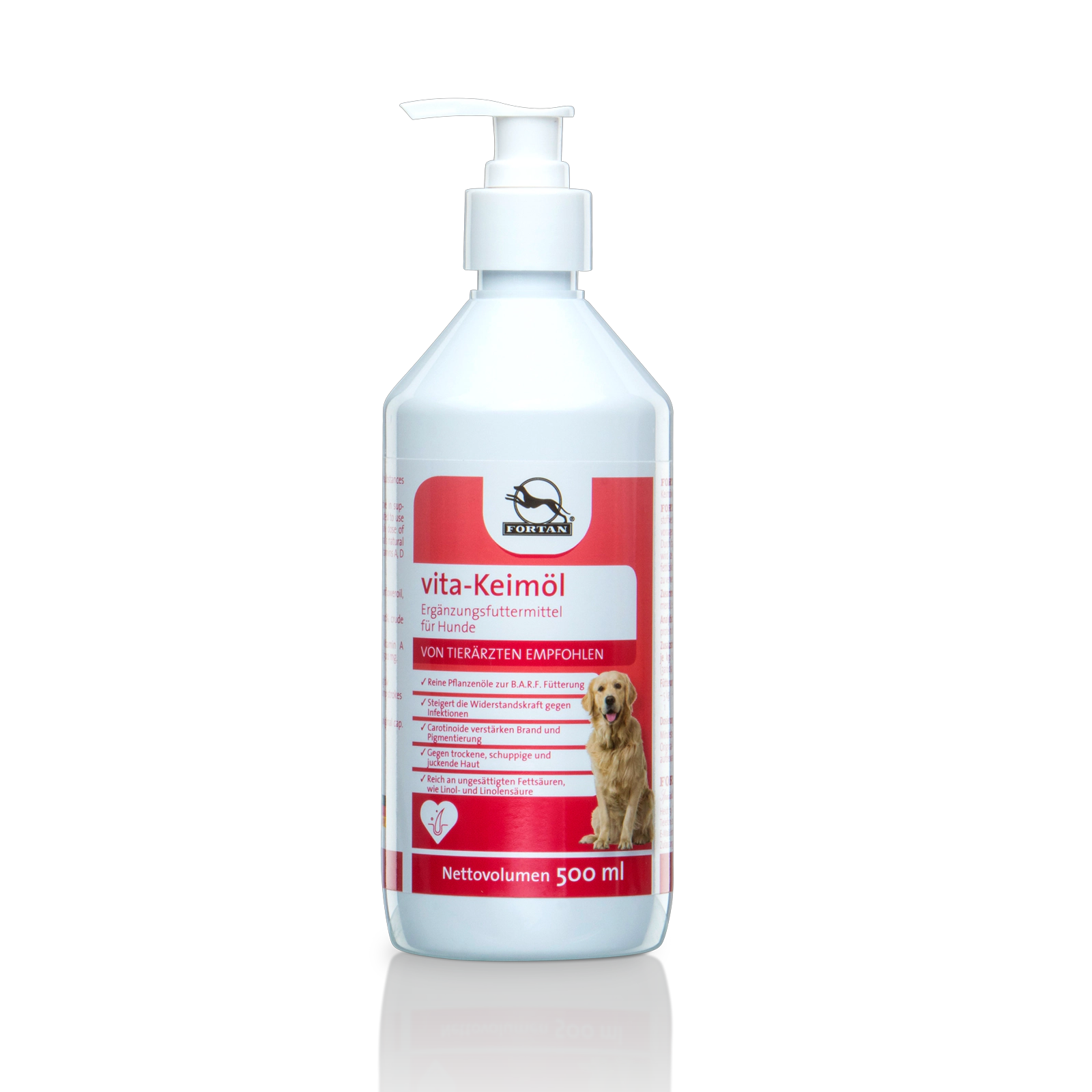 Fortan vita-Keimöl: Ergänzungsfutter für Hunde - 500 ml Flasche