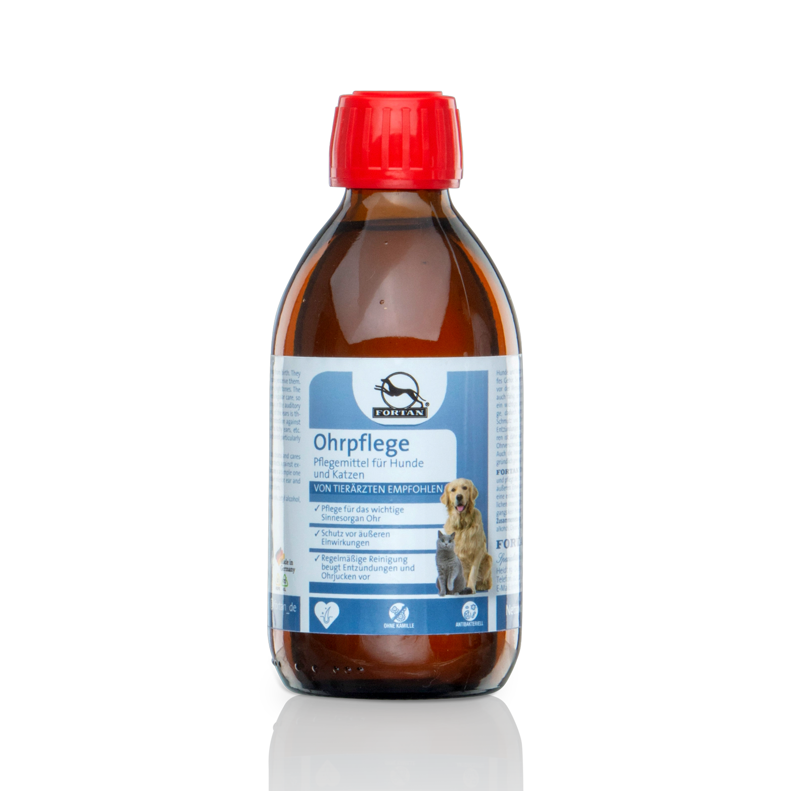 Ear Care for Dogs and Cats Fortan Ohrpflege: Pflegemittel für Hunde und Katzen - 250 ml Flasche