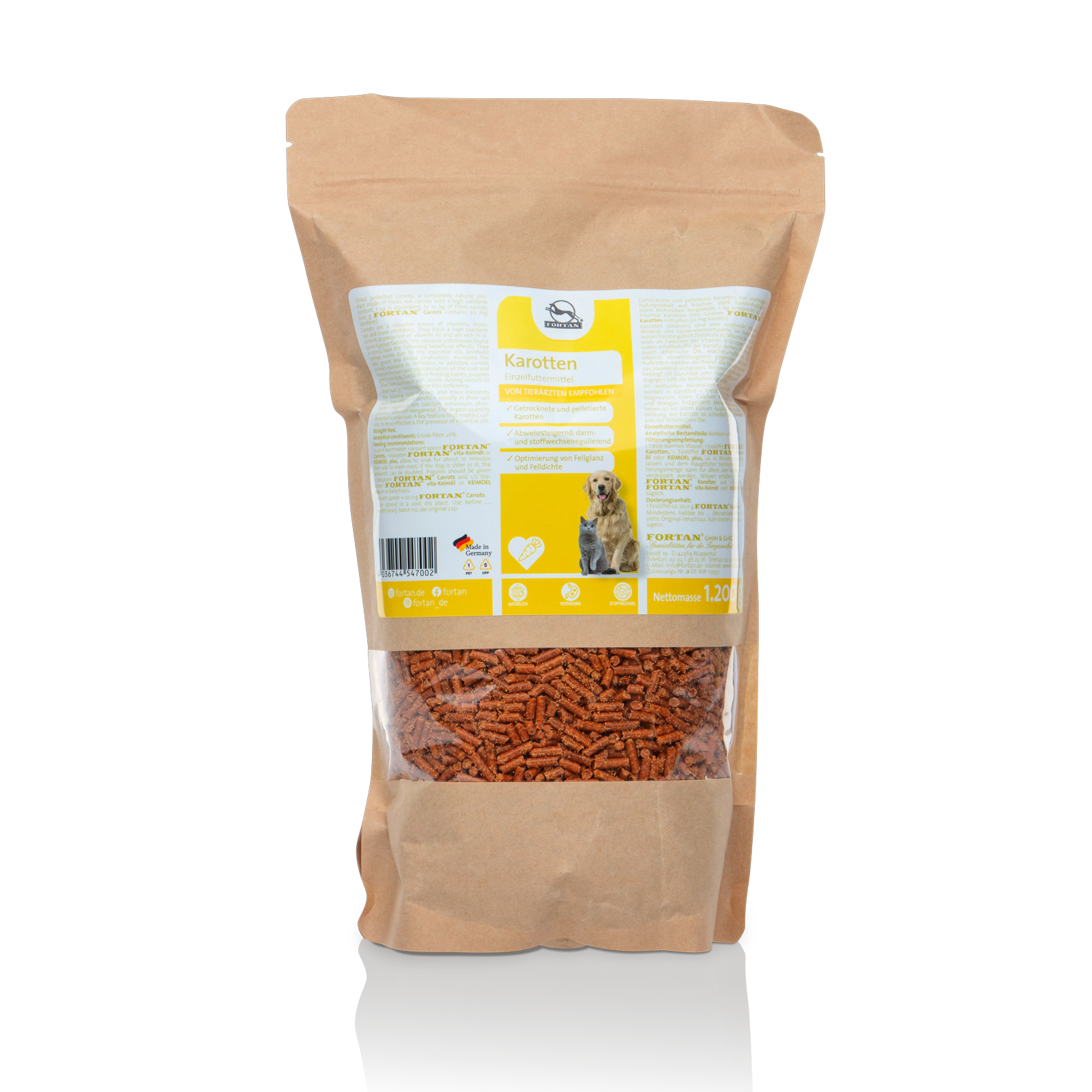 Fortan Karotten Pellets: Einzelfutter - 1200 g Beutel
