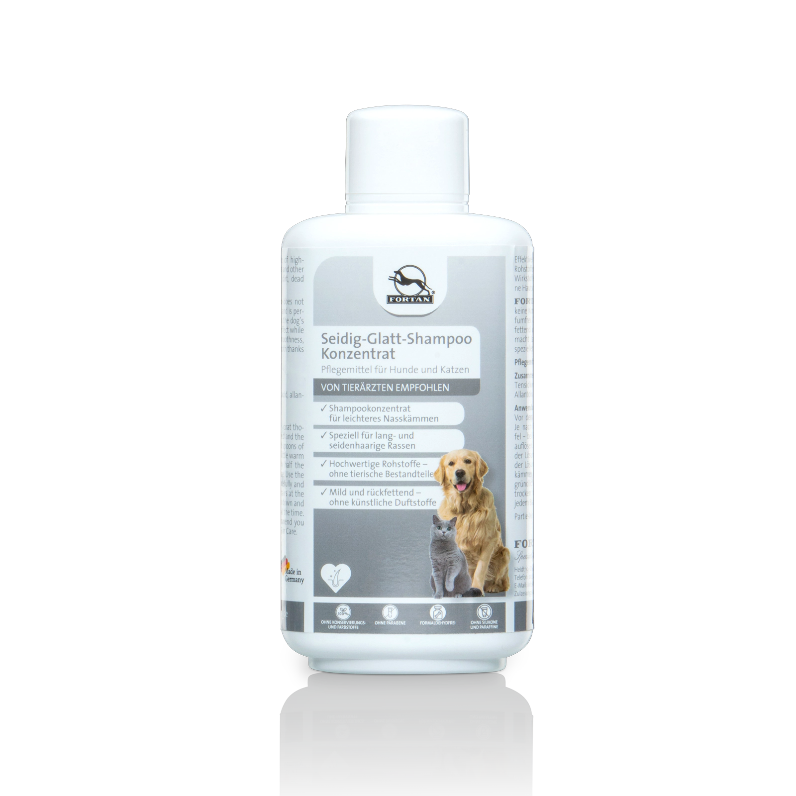Silky Smooth Shampoo Concentrate for Dogs and Cats Fortan Seidig-Glatt-Shampoo: Pflegemittel für Hunde und Katzen - 500 ml Flasche
