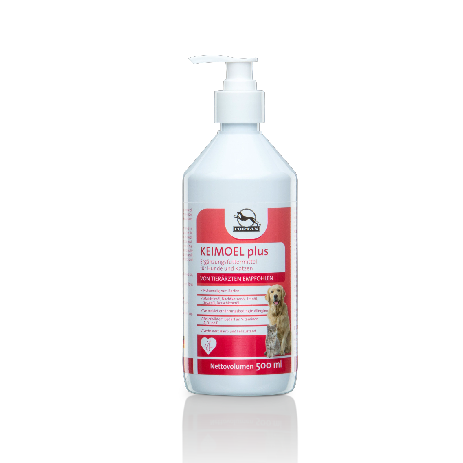 Fortan Keimöl plus: Ergänzungsfutter für Hunde und Katzen - 500 ml Flasche