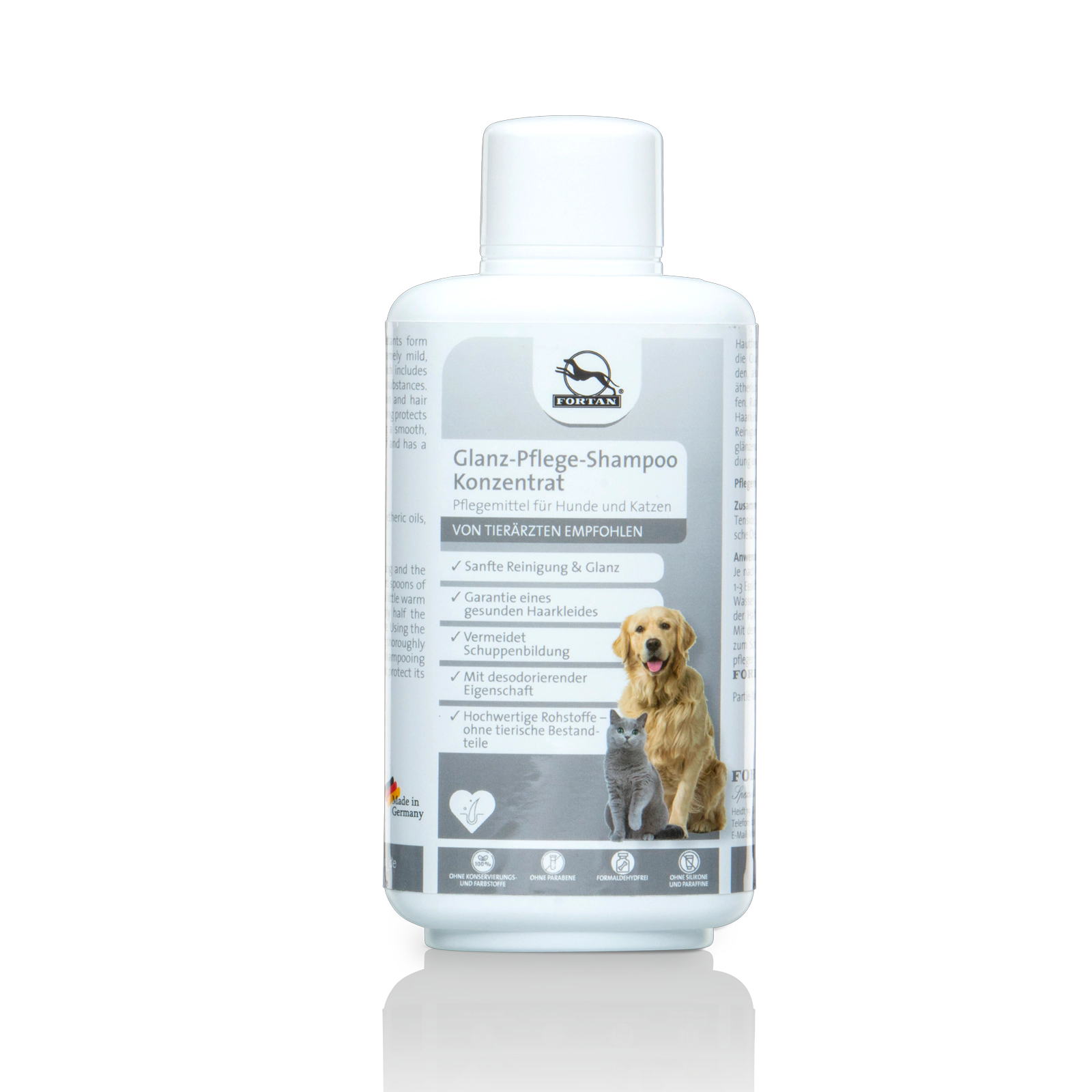 Fortan Glanz-Pflege-Shampoo: Pflegemittel für Hunde und Katzen - 500 ml Flasche